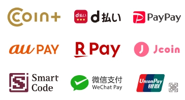 Coin+、d払い、PayPay、auPAY、楽天Pay、Jcoin、SmartCode、WeChatPay、UnionPay